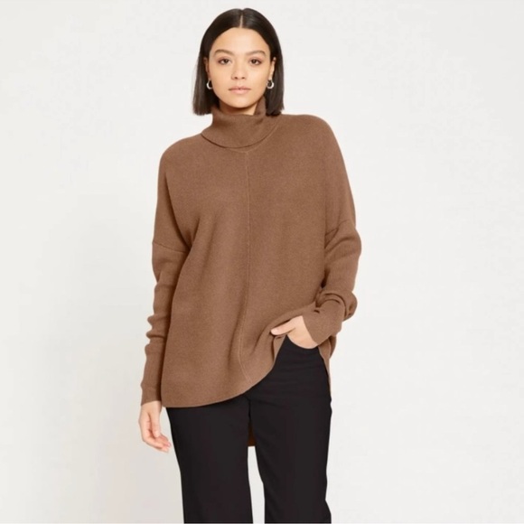 Universal Standard Chevron Mocha Caramel Brown Turtleneck Sweater 3XS - Picture 1 of 7